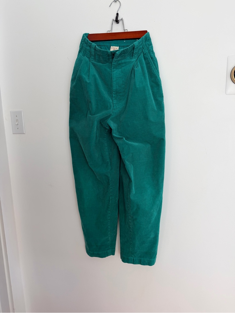 NWOT UNIQLO x MARNI Pleated Corduroy Wide Fit Pants Green XS - Picture 3 of 8